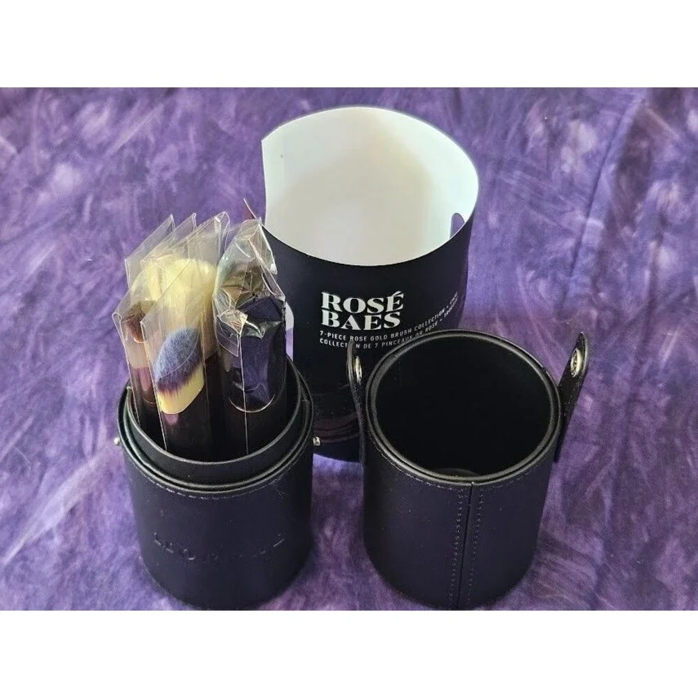 Morphe Rose Baes 7Pc Rose Gold Eye Face Makeup Brush Collection Black Tubby Case